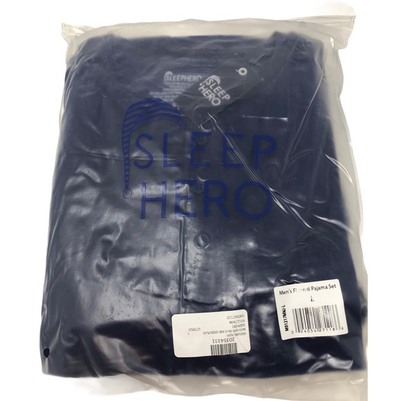 NEW SLEEP HERO Navy Plaid Flannel Lounge Set-Sze L - Picture 10 of 10